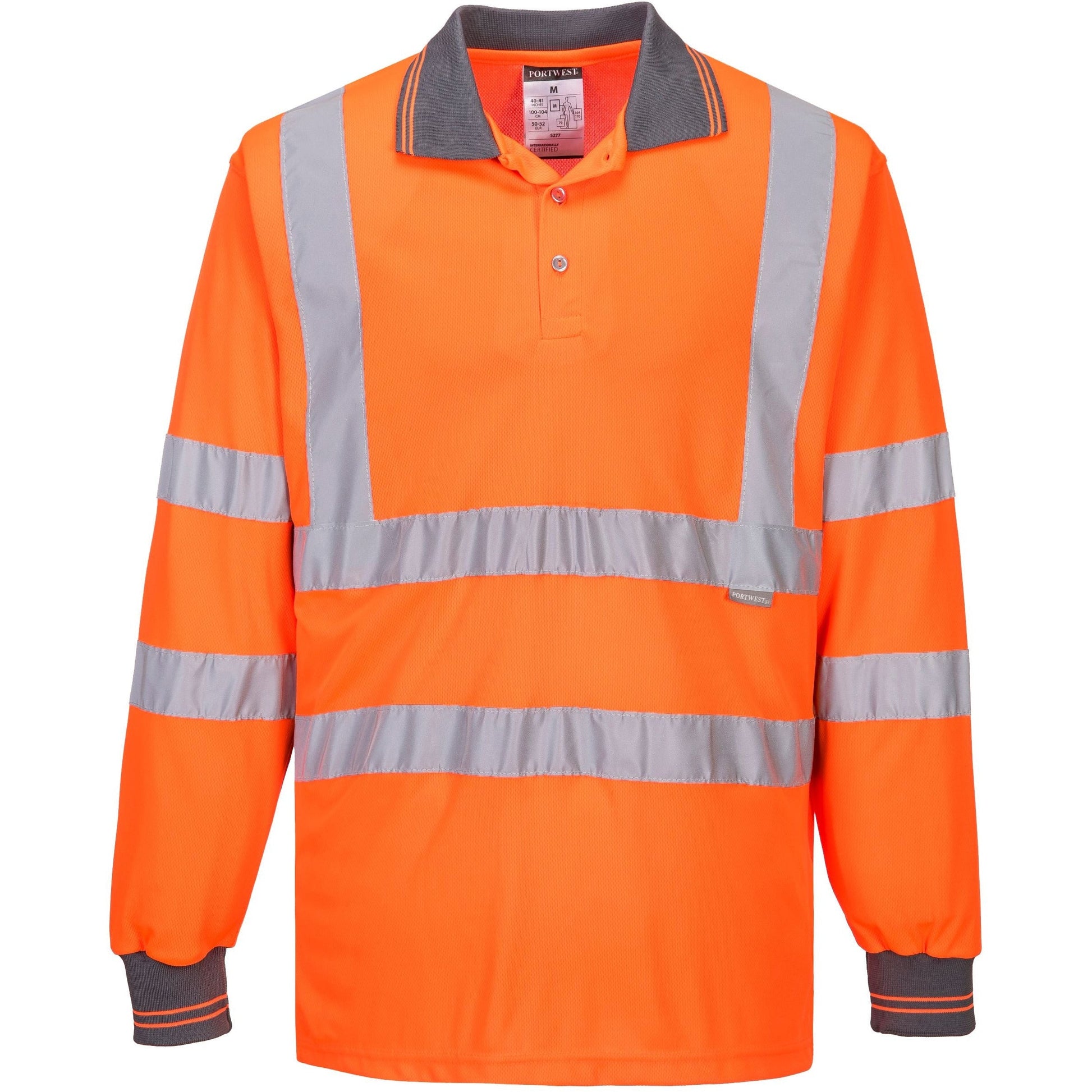 Portwest Hi-Vis Long Sleeved Polo - Orange