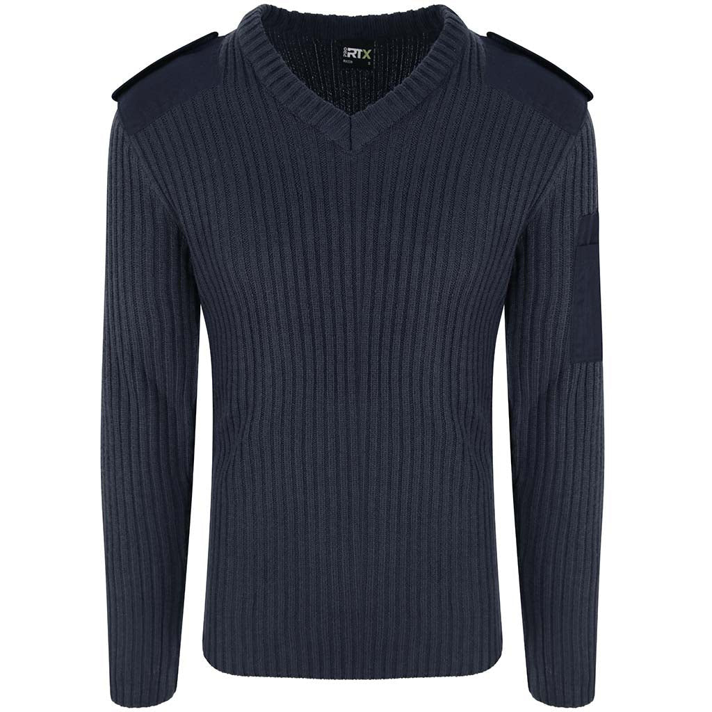 Pro RTX Pro Acrylic Security V Neck Sweater - Navy