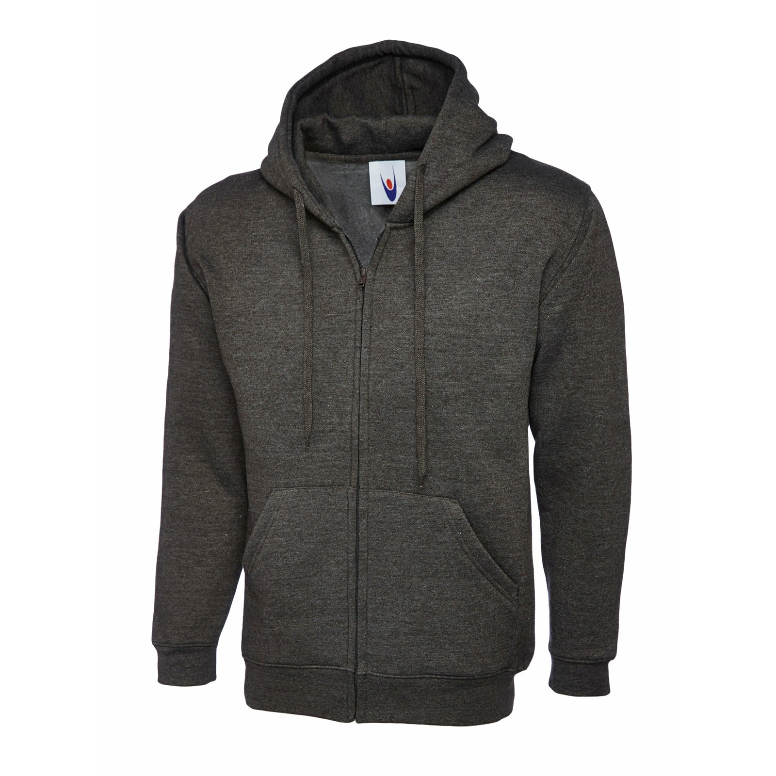 Adults Classic Full Zip Hooded Sweatshirt Charcoal Grey