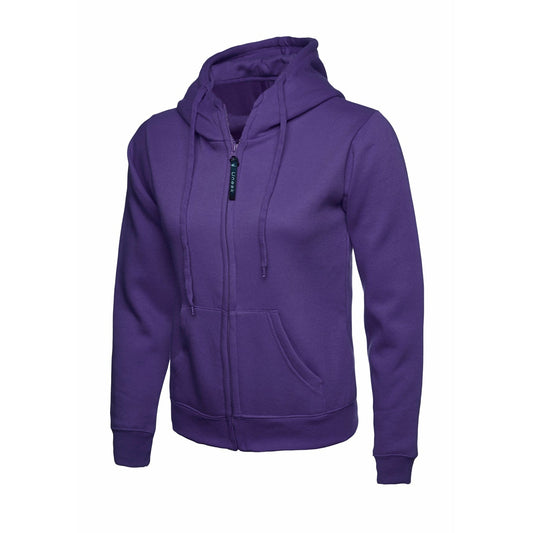 Ladies Classic Full Zip Hooded Sweatshirt Purple